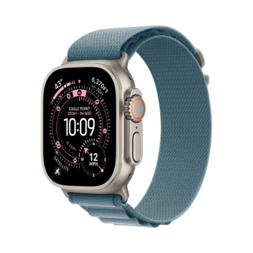 Apple Watch Ultra 3 Natural Titanium c ремешком Alpine светло-голубого цвета