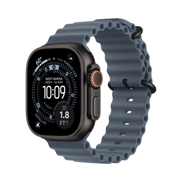 Apple Watch Ultra 3 Black Titanium c ремешком Ocean синего цвета