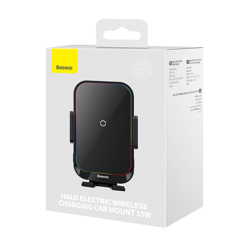 Автомобильный держатель для смартфона Baseus Halo Electric Wireless Charging Car Mount 15W Черный