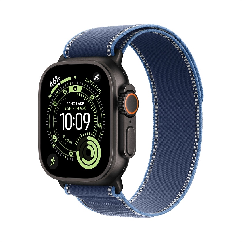Apple Watch Ultra 3 Black Titanium c ремешком Trail синего цвета
